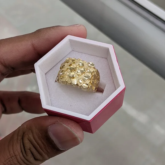 10kt Real Gold Nugget Ring For Men
